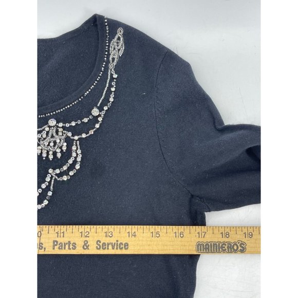 Petite Sophisticate Silk Cashmere Blend Rhinestone Beaded Knit Top Shirt Size S - Picture 13 of 15
